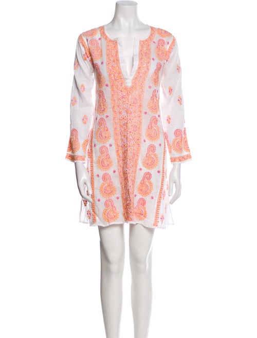 Juliet Dunn Printed Embroidered Accent Cover-Up