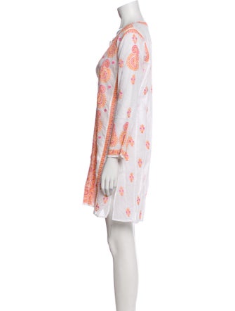 Juliet Dunn Printed Embroidered Accent Cover-Up