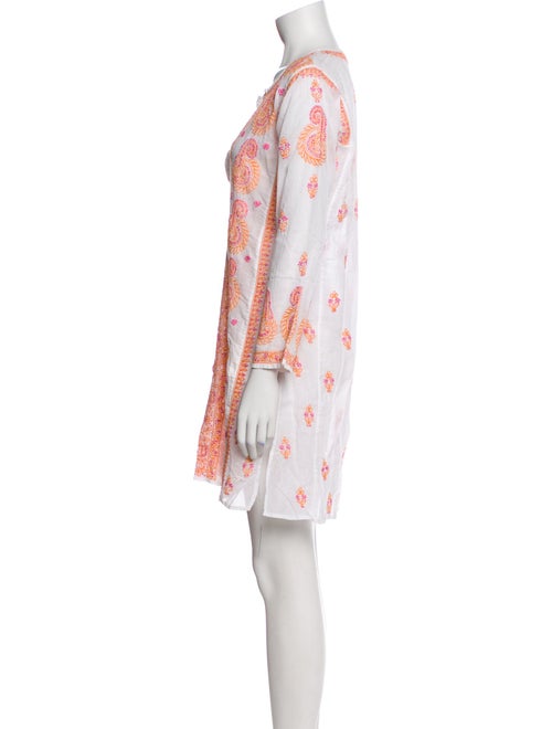 Juliet Dunn Printed Embroidered Accent Cover-Up