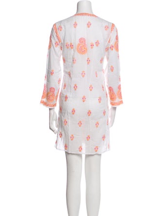 Juliet Dunn Printed Embroidered Accent Cover-Up