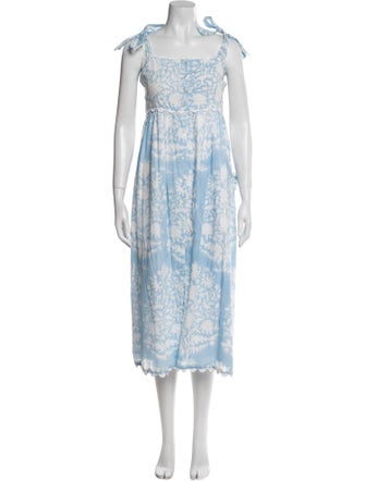 Juliet Dunn Floral Print Midi Length Dress