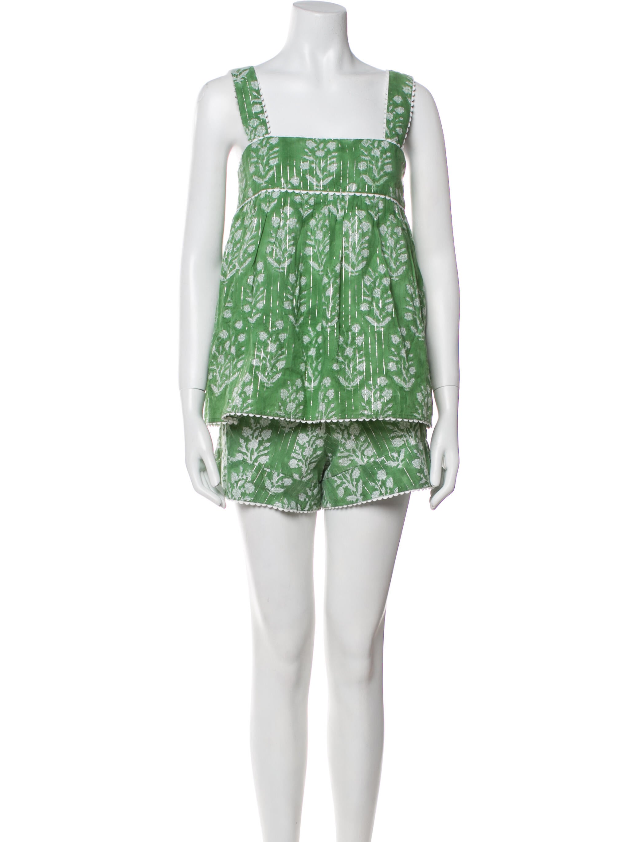 Juliet Dunn Floral Print Square Neckline Blouse