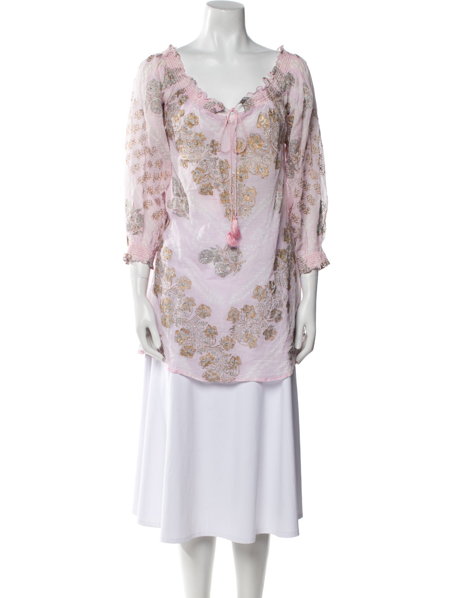 Juliet Dunn Floral Print Cowl Neck Tunic w/ Tags