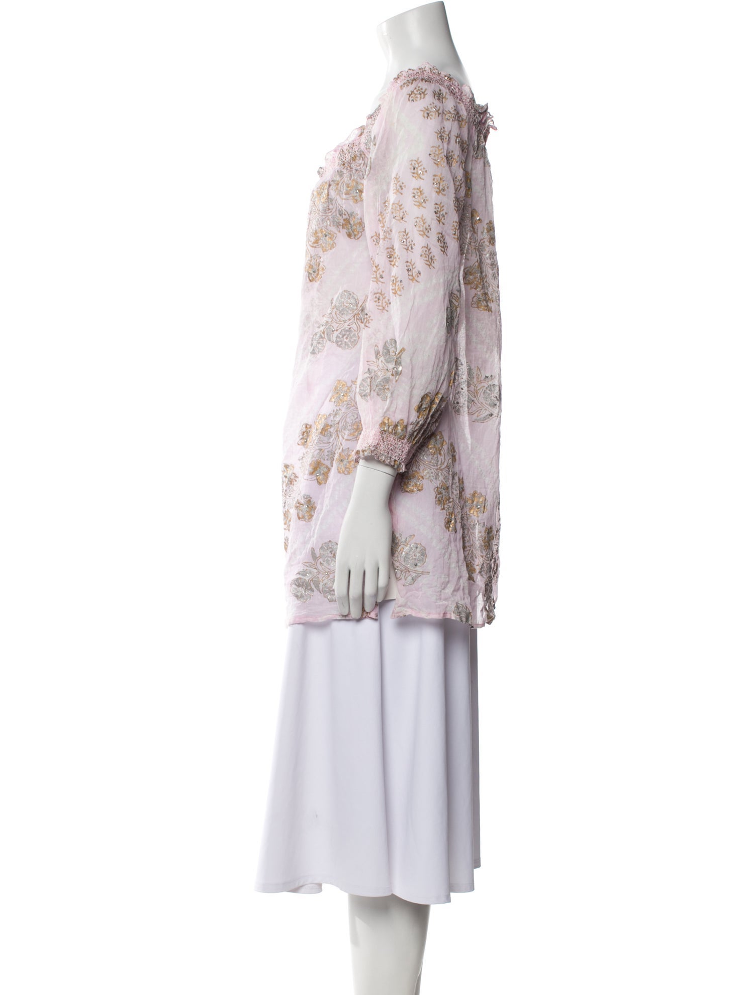 Juliet Dunn Floral Print Cowl Neck Tunic w/ Tags