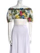 Juliet Dunn Floral Print Off-The-Shoulder Crop Top