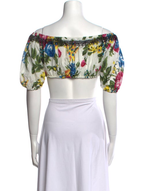 Juliet Dunn Floral Print Off-The-Shoulder Crop Top