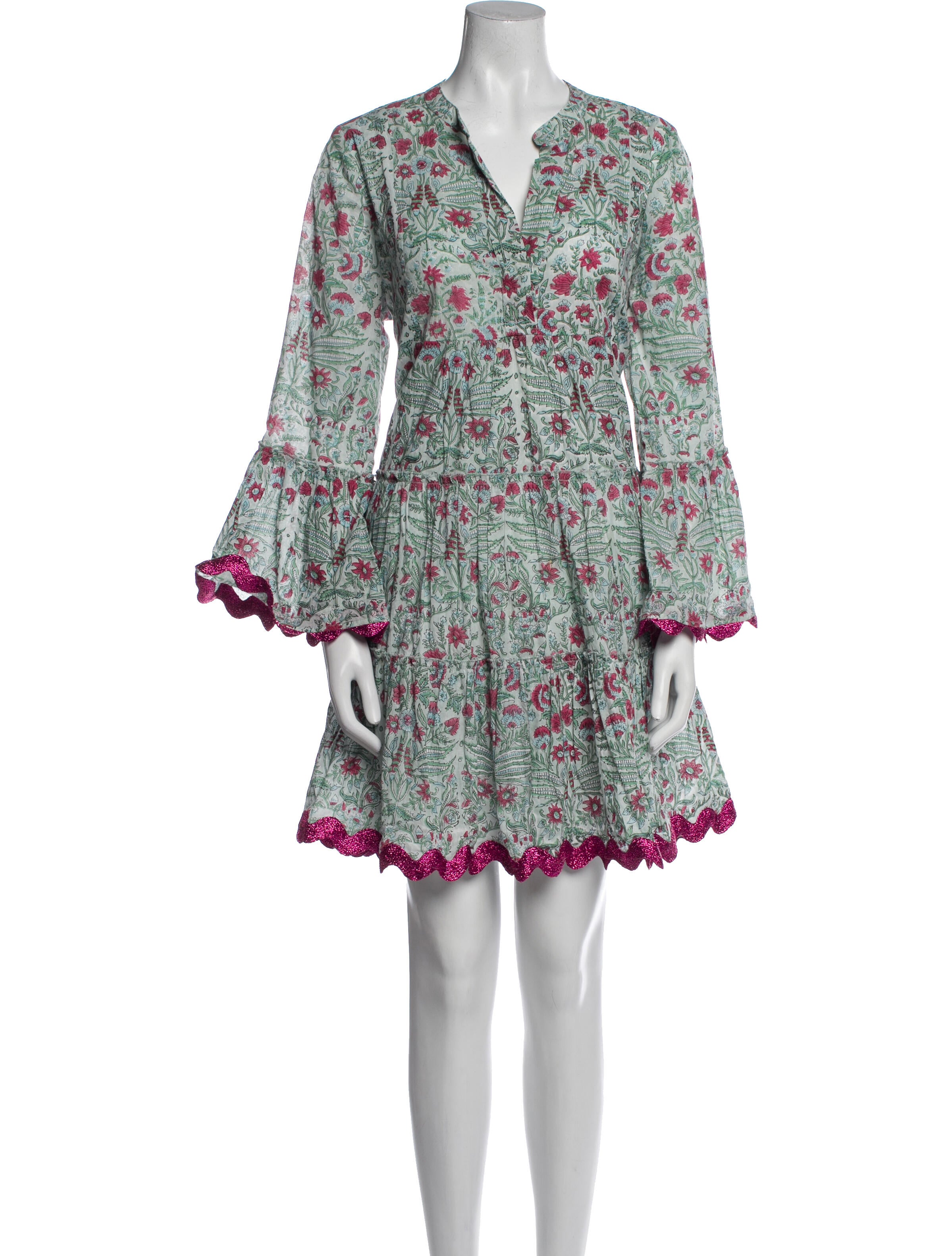 Juliet Dunn Floral Print Knee-Length Dress