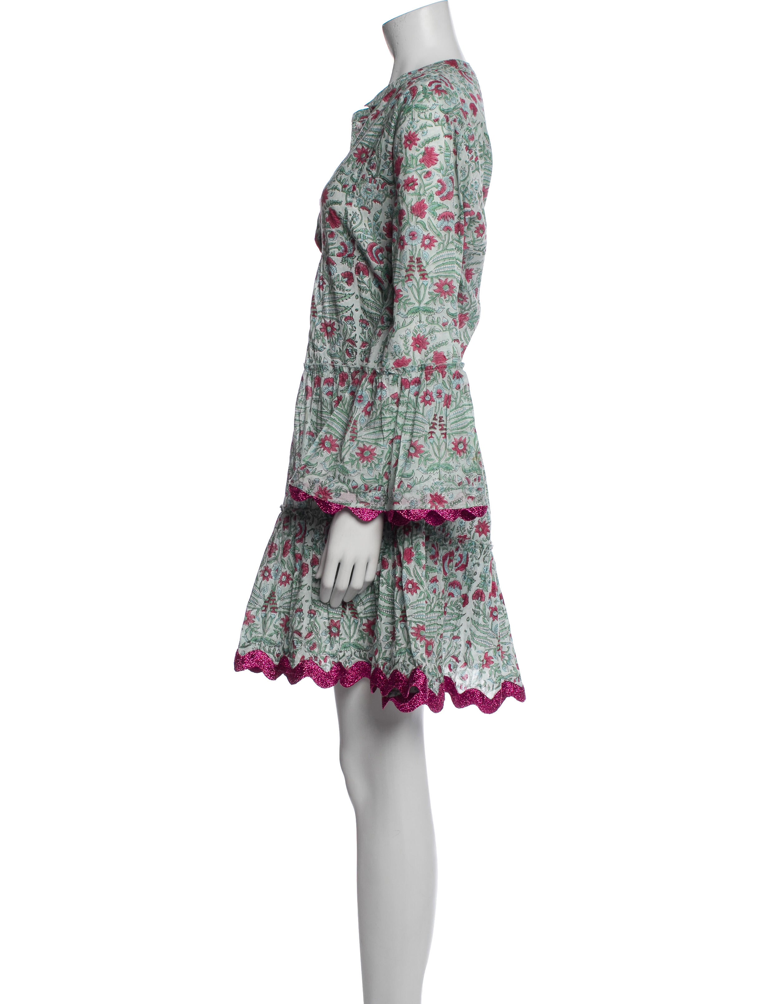 Juliet Dunn Floral Print Knee-Length Dress