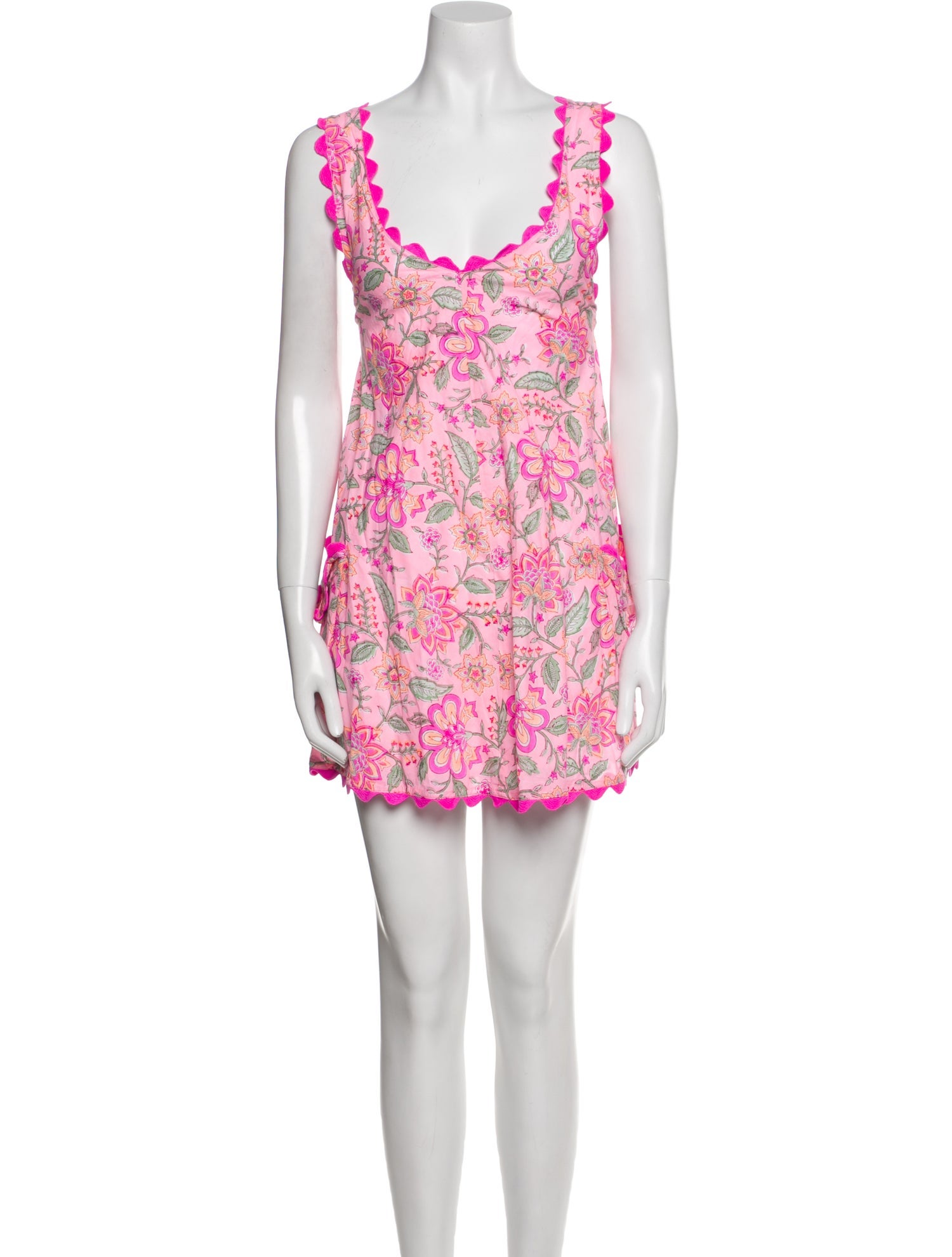 Juliet Dunn Floral Print Scoop Neck Tunic