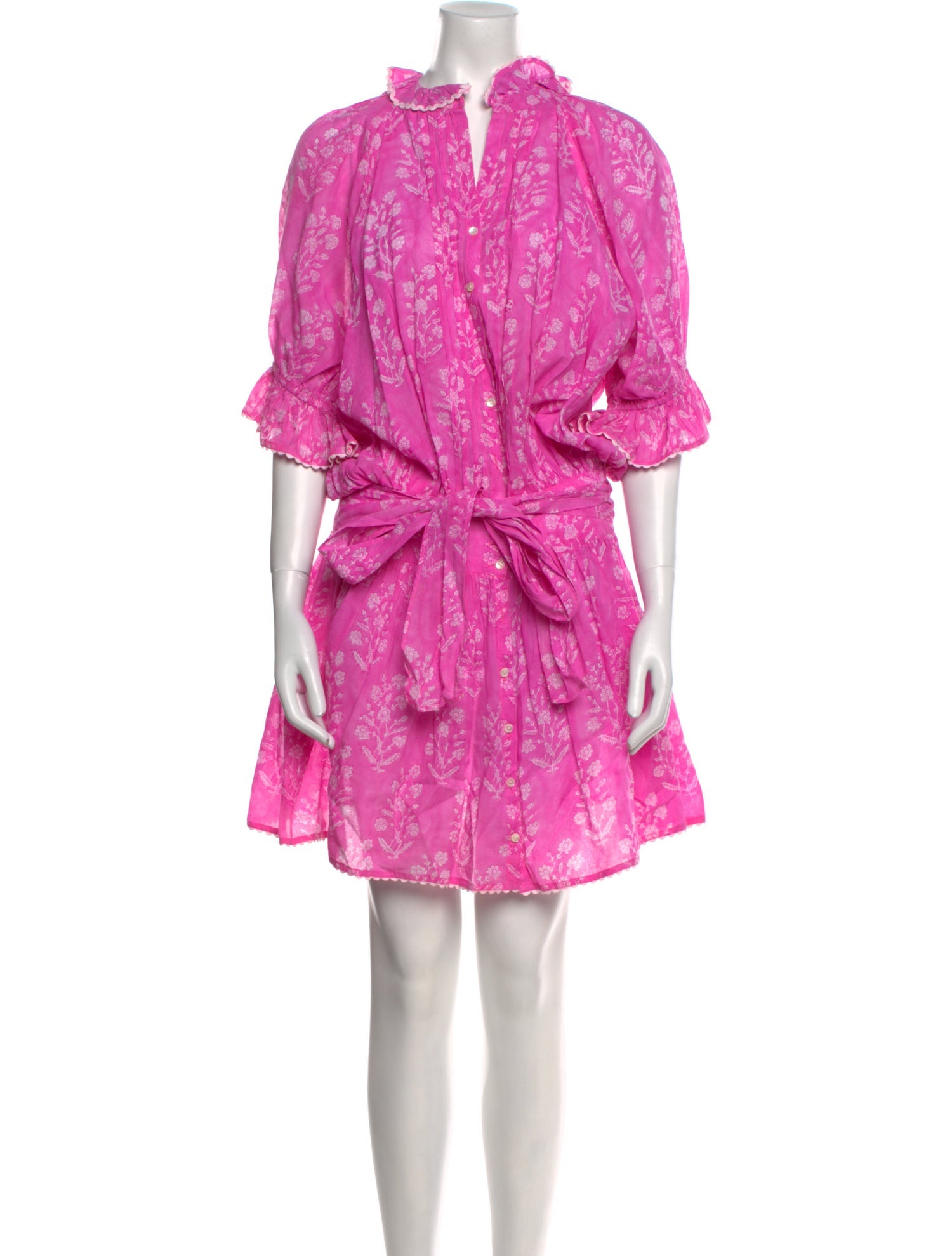 Juliet Dunn Floral Print Knee-Length Dress