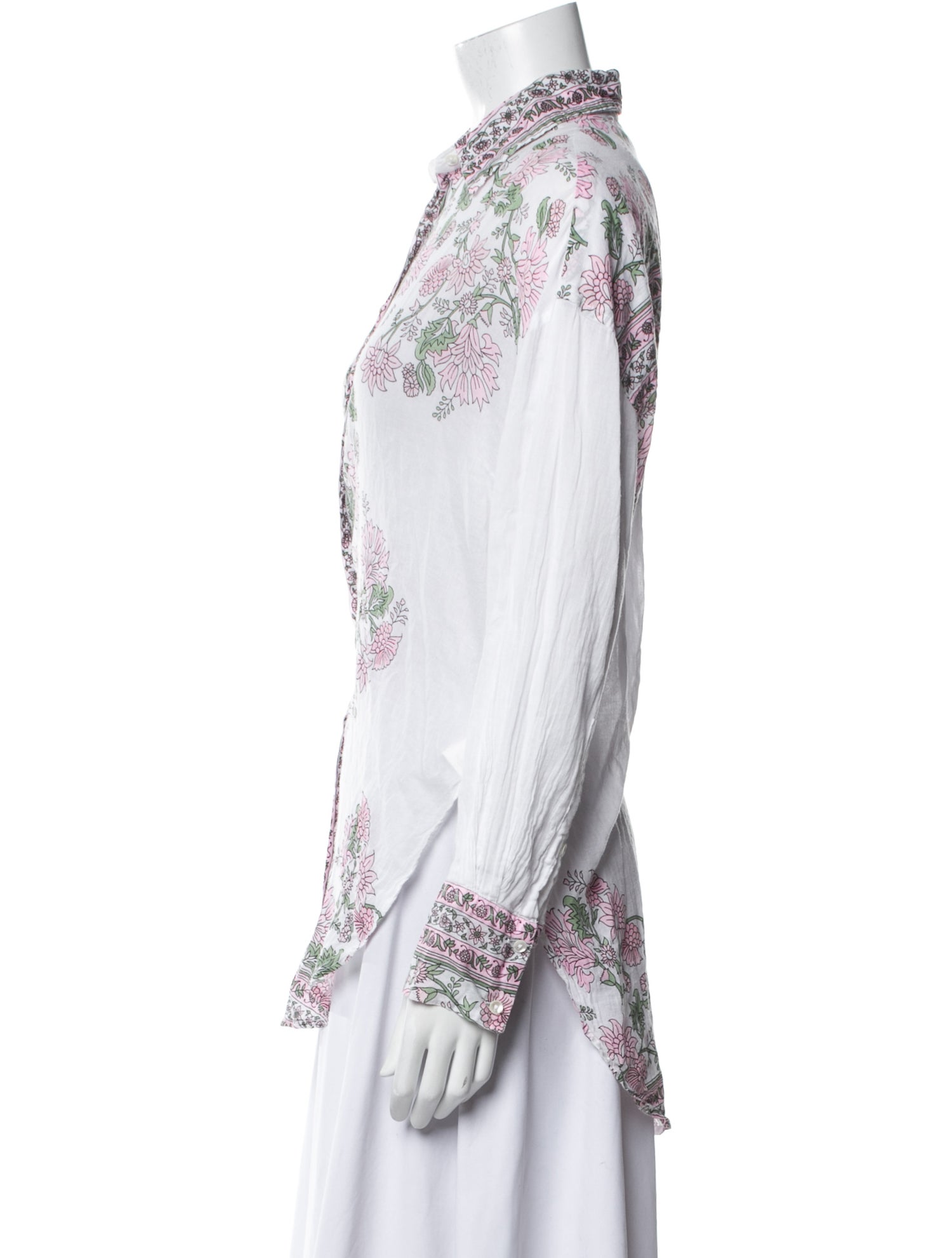 Juliet Dunn Printed Long Sleeve Button-Up Top