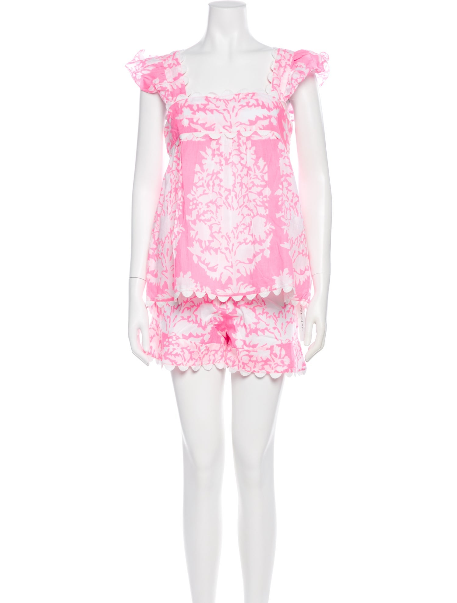 Juliet Dunn Printed Scalloped Accent Short Set