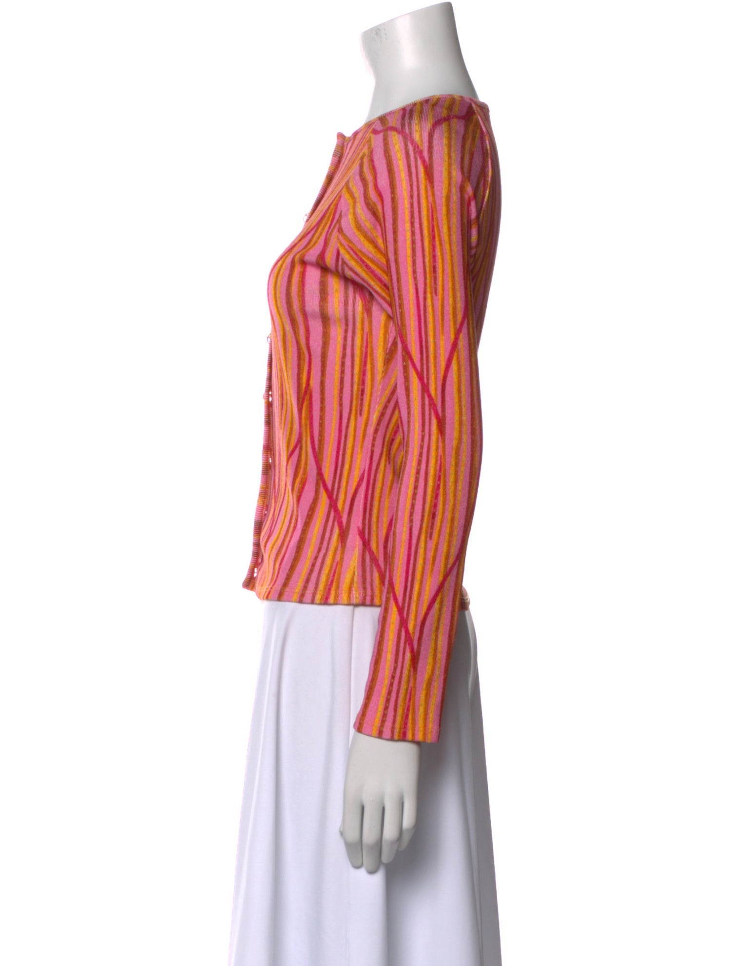 Julien Macdonald Striped Crew Neck Button-Up Top