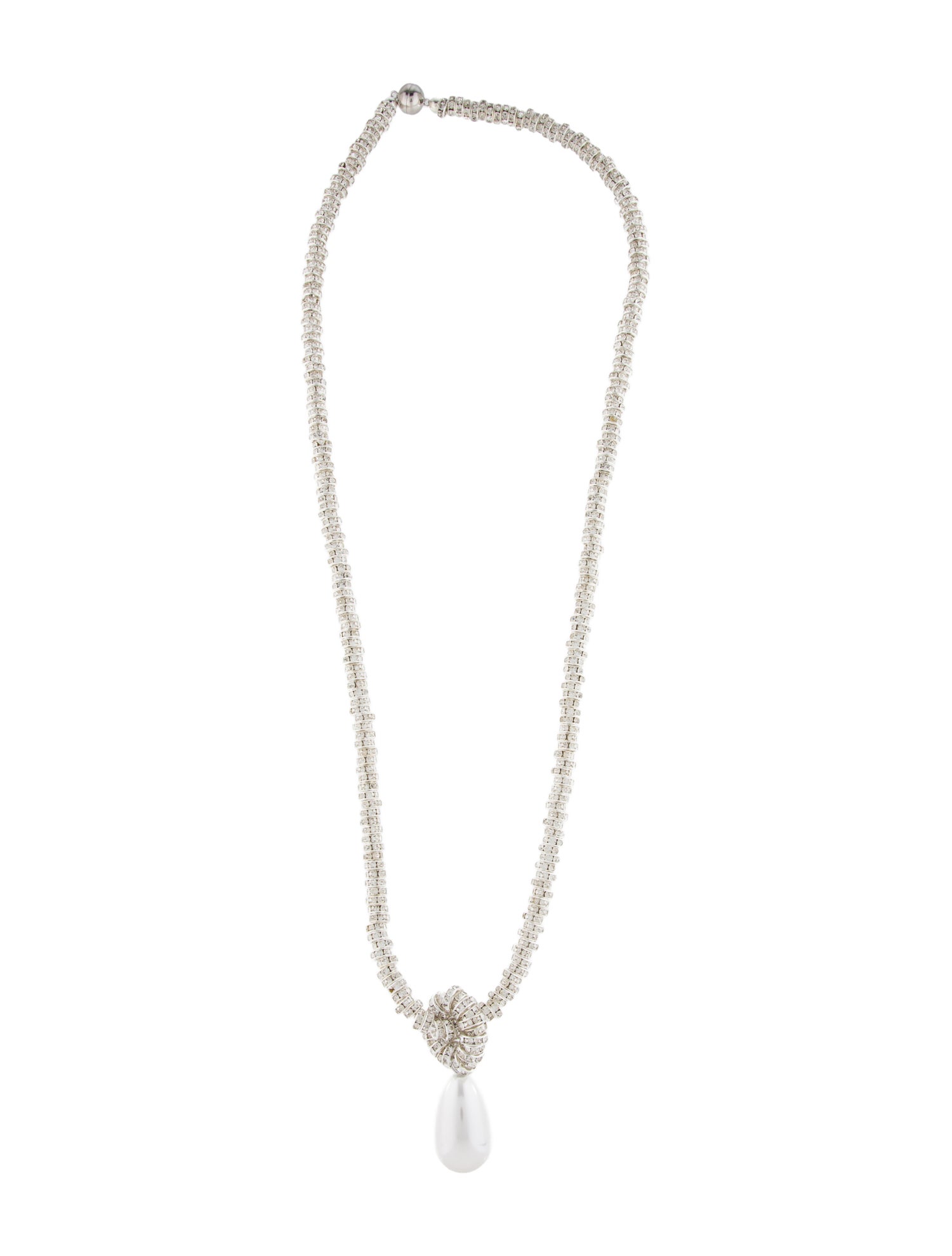 Julietta Crystal & Faux Pearl Drop Linea Necklace