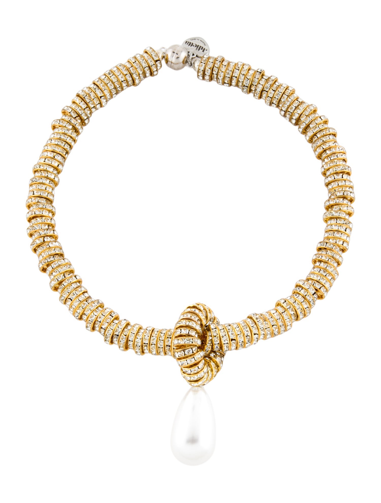 Julietta Crystal & Faux Pearl Drop Collar Necklace