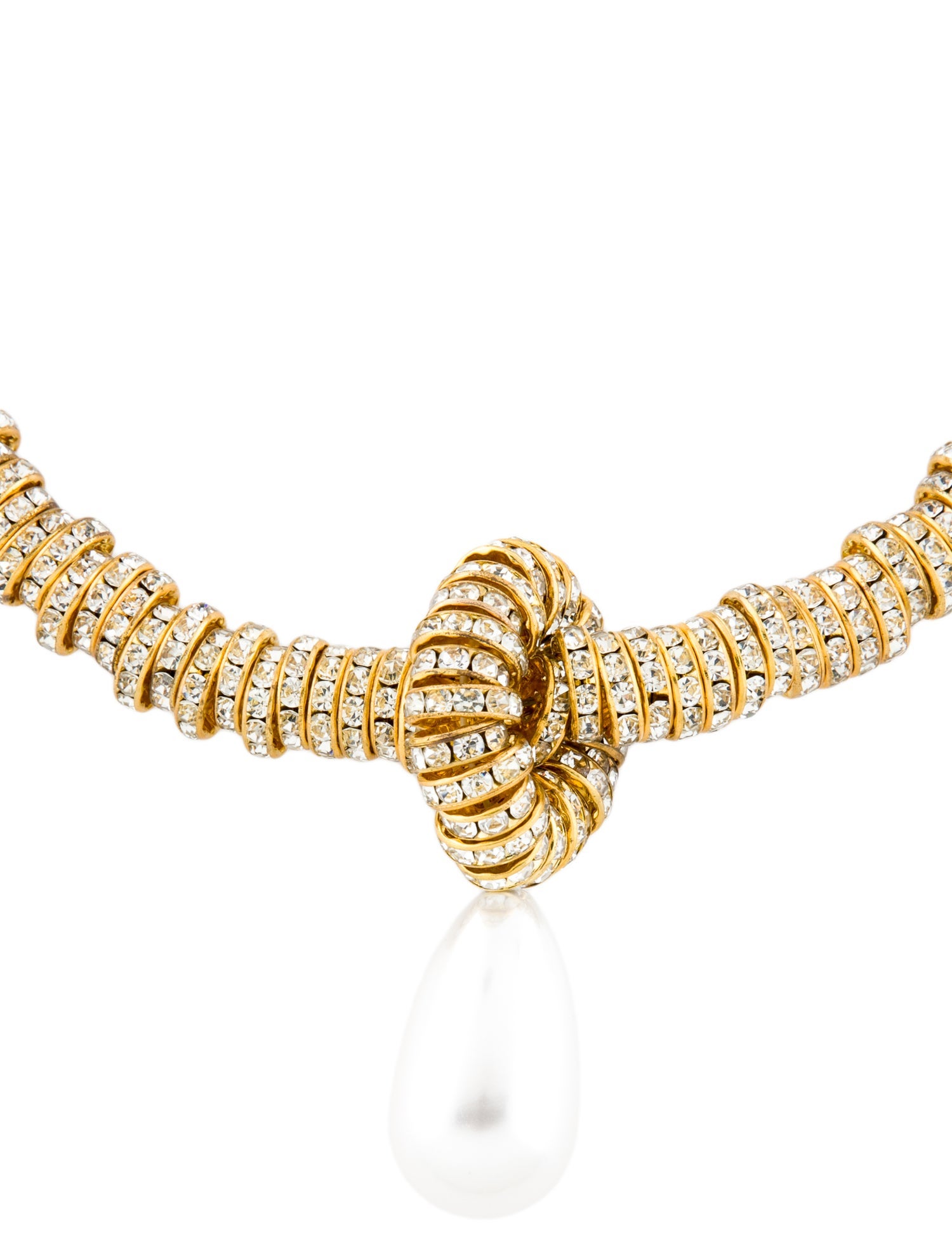 Julietta Crystal & Faux Pearl Drop Collar Necklace