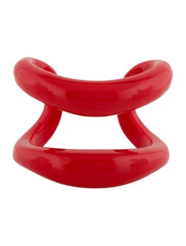 Pre-owned Julietta Resin 'marla' Cuff Bracelet, 7" In Red