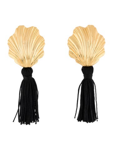 Pre-owned Julietta Coquille Drop Tassel Earrings In Multi