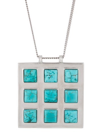 Pre-owned Julietta Magnesite Turquoise Sabine Pendant Necklace, 32" In Multi