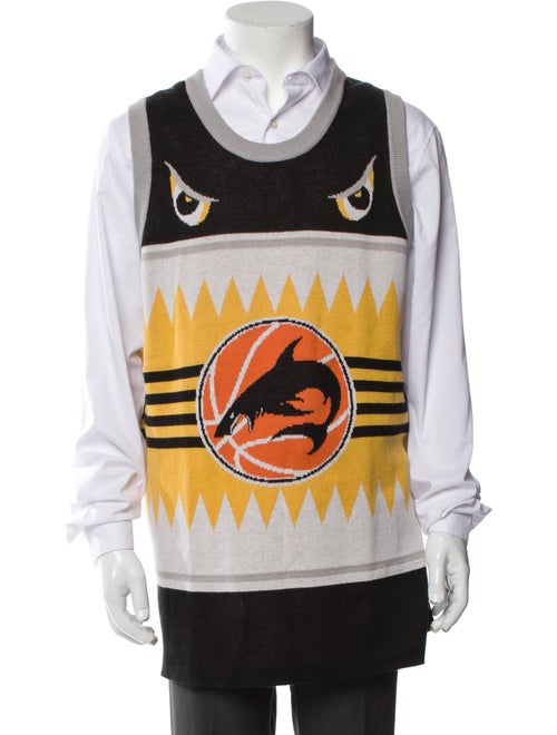 Just Don Graphic Print Scoop Neck Sweater Vest