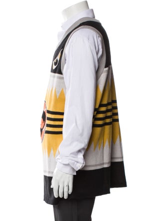 Just Don Graphic Print Scoop Neck Sweater Vest