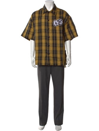 Just Don Plaid Print Short Sleeve Shirt