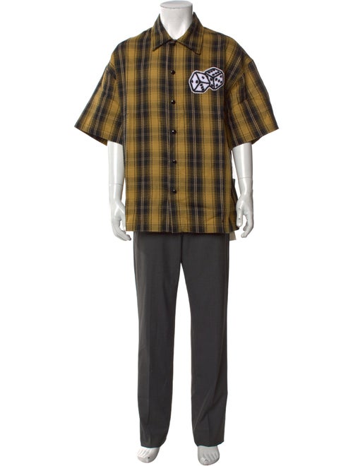 Just Don Plaid Print Short Sleeve Shirt