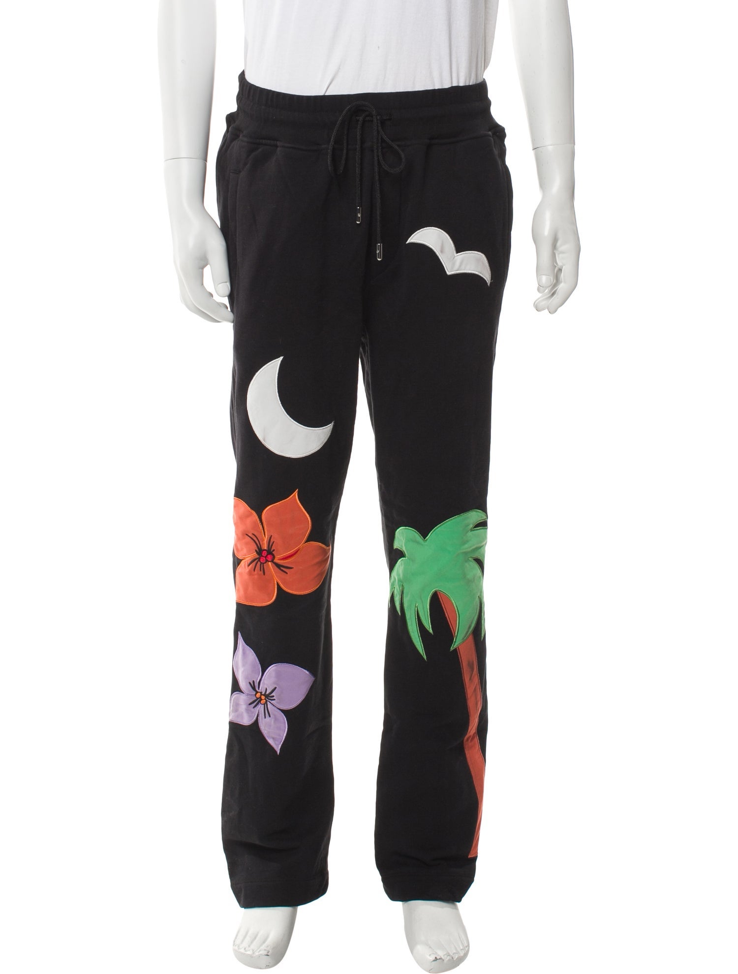 Just Don Graphic Print Embroidered Accent Lounge Bottoms