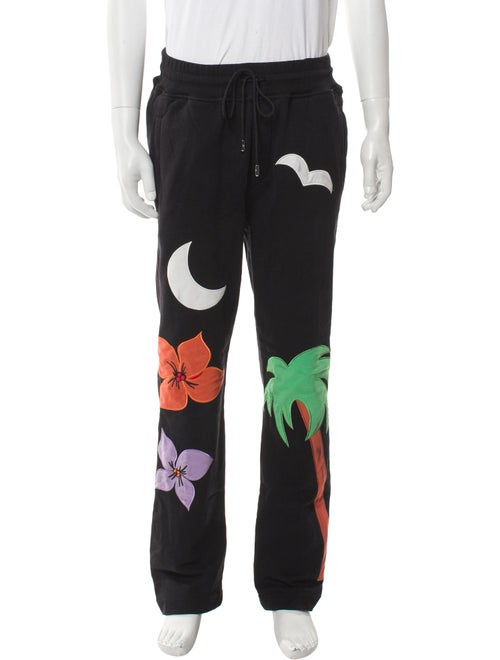 Just Don Graphic Print Embroidered Accent Lounge Bottoms