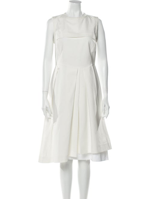Jil Sander Navy Crew Neck Midi Length Dress Navy