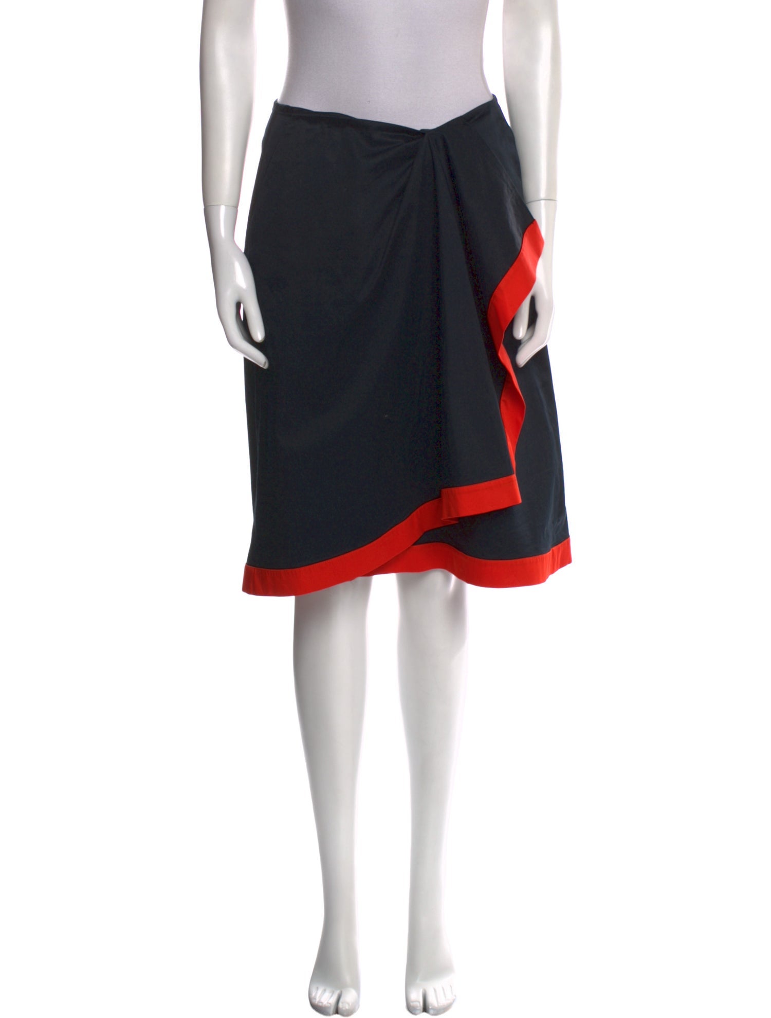 Jil Sander Navy Colorblock Pattern Knee-Length Skirt