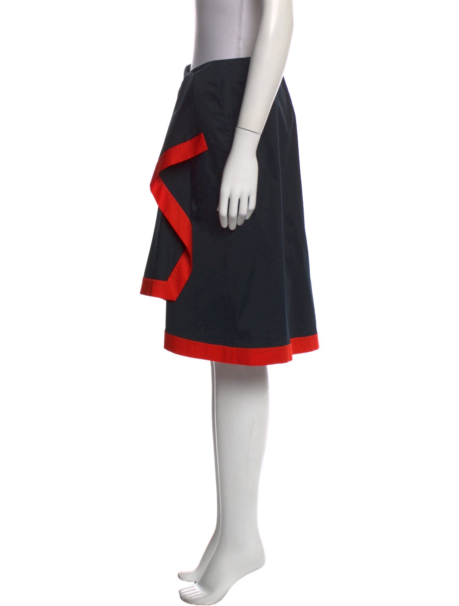 Jil Sander Navy Colorblock Pattern Knee-Length Skirt