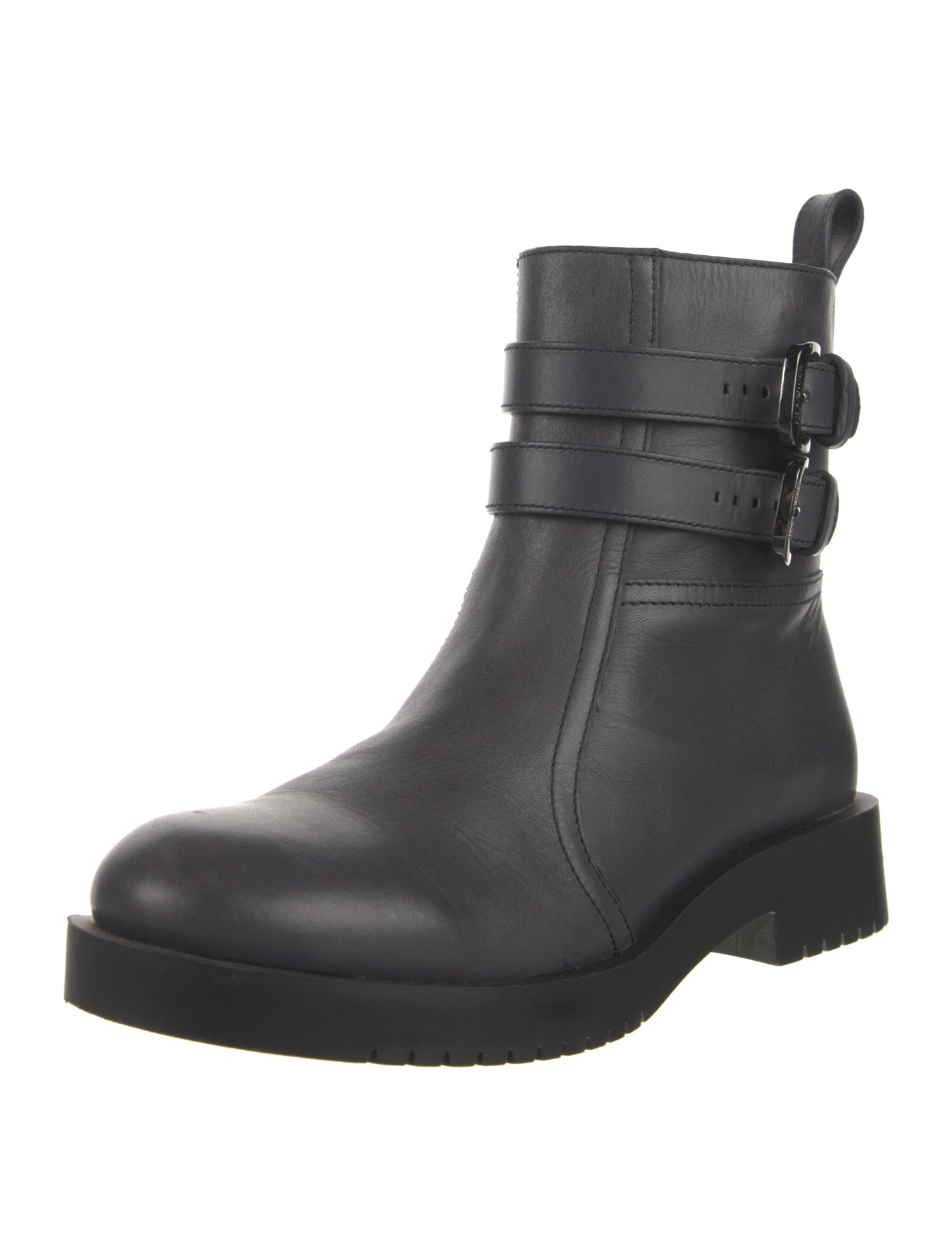 Jil Sander Navy Leather Combat Boots