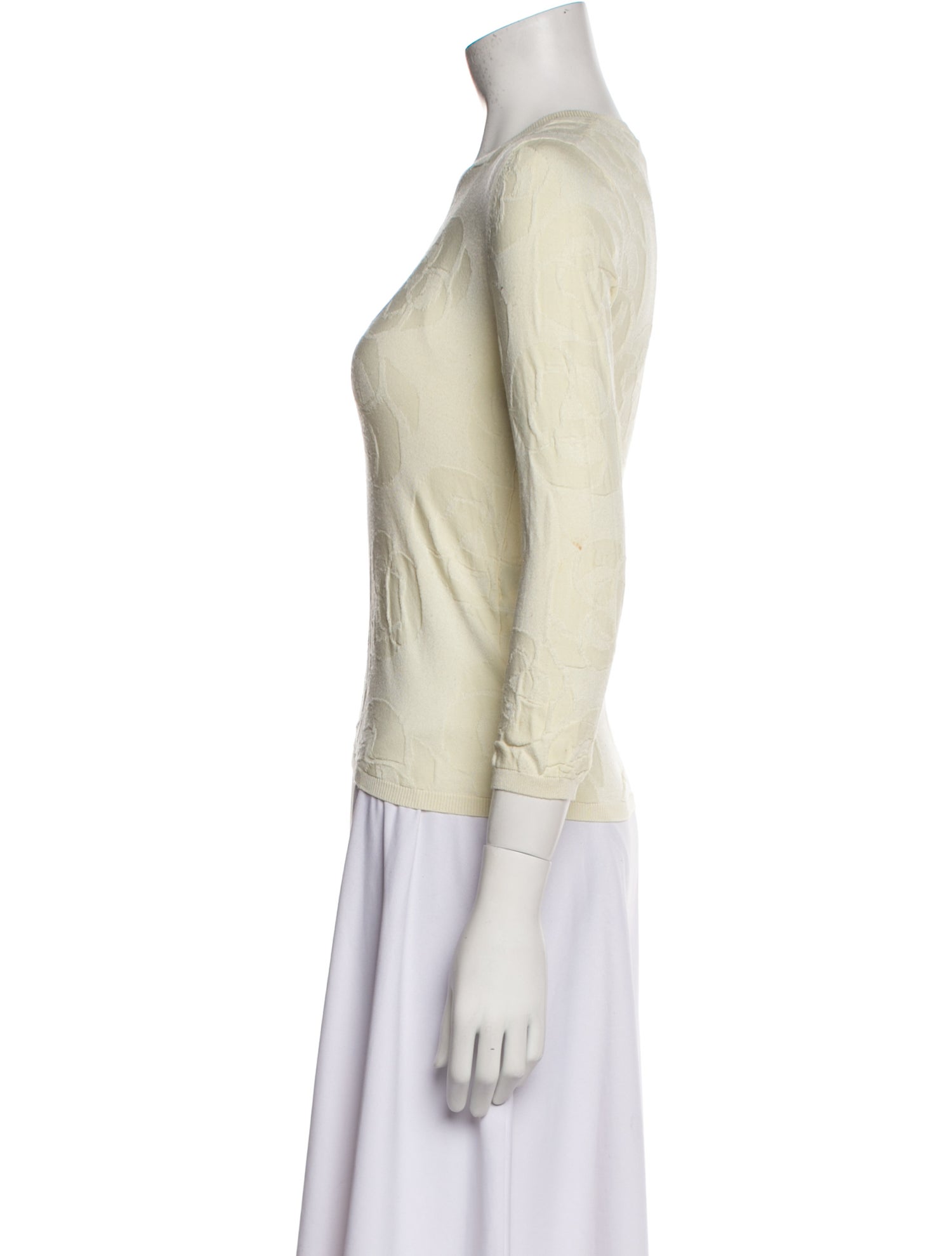 Jil Sander Navy Silk V-Neck Sweater