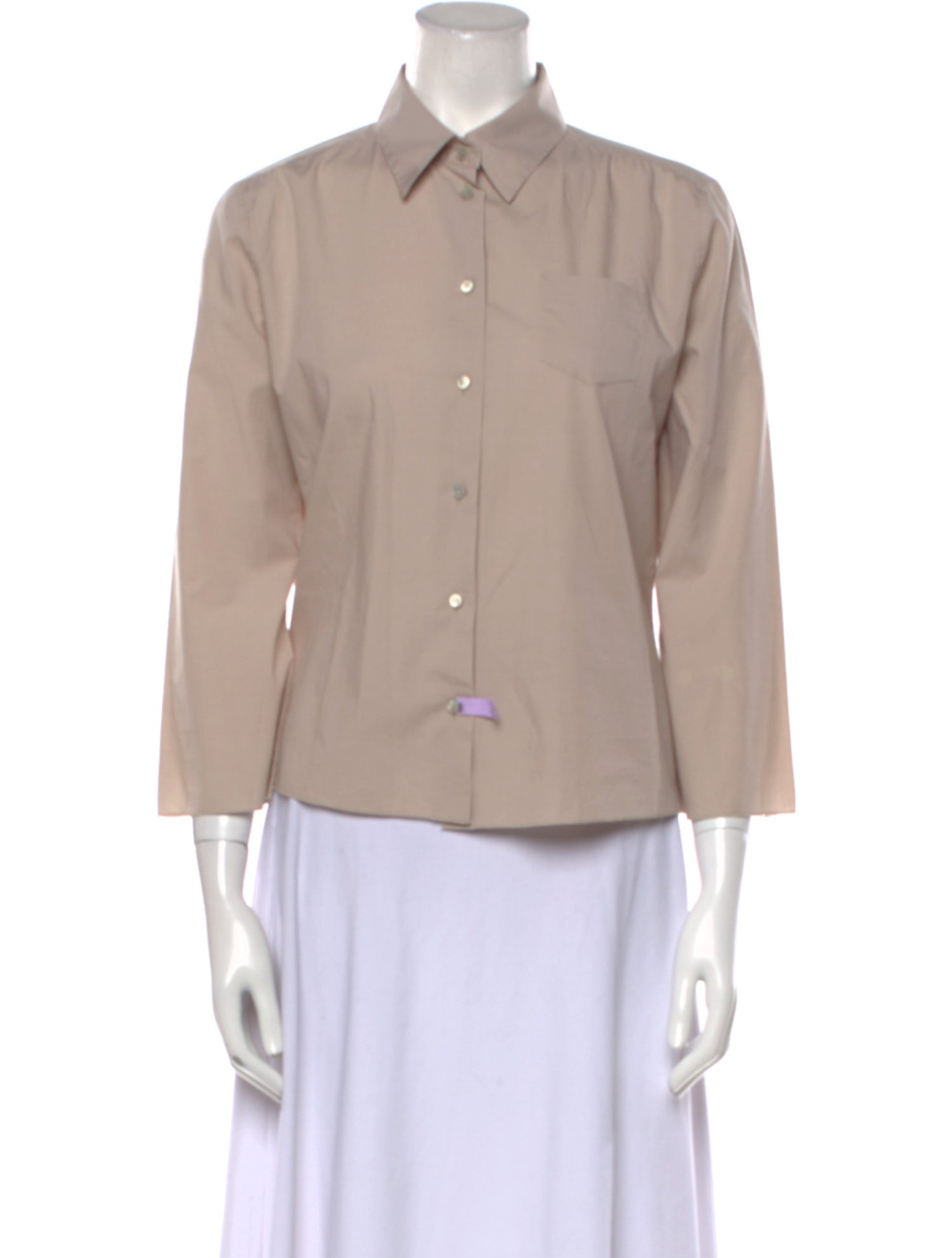 Jil Sander Navy Three-Quarter Sleeve Button-Up Top