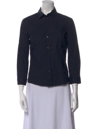 Jil Sander Navy Three-Quarter Sleeve Button-Up Top