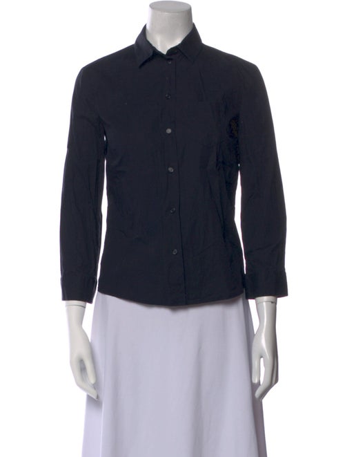 Jil Sander Navy Three-Quarter Sleeve Button-Up Top