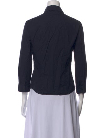 Jil Sander Navy Three-Quarter Sleeve Button-Up Top