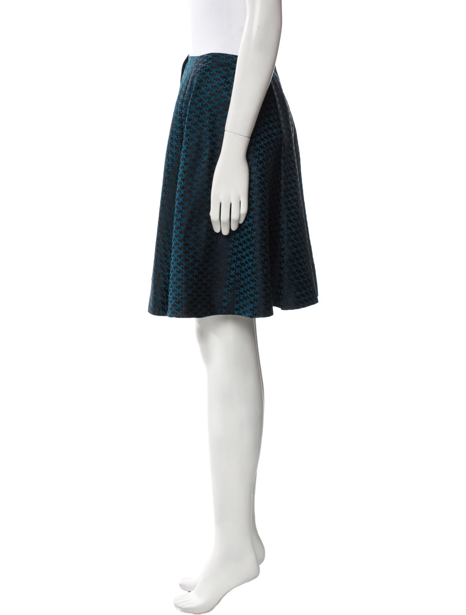 Jil Sander Navy Houndstooth Print Knee-Length Skirt