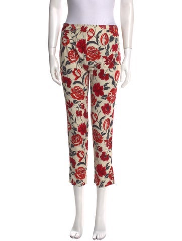 Jil Sander Navy Pants Floral Print Straight Leg XS