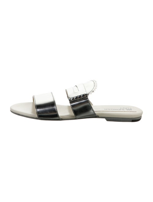 Jil Sander Navy Leather Scalloped Accent Slides