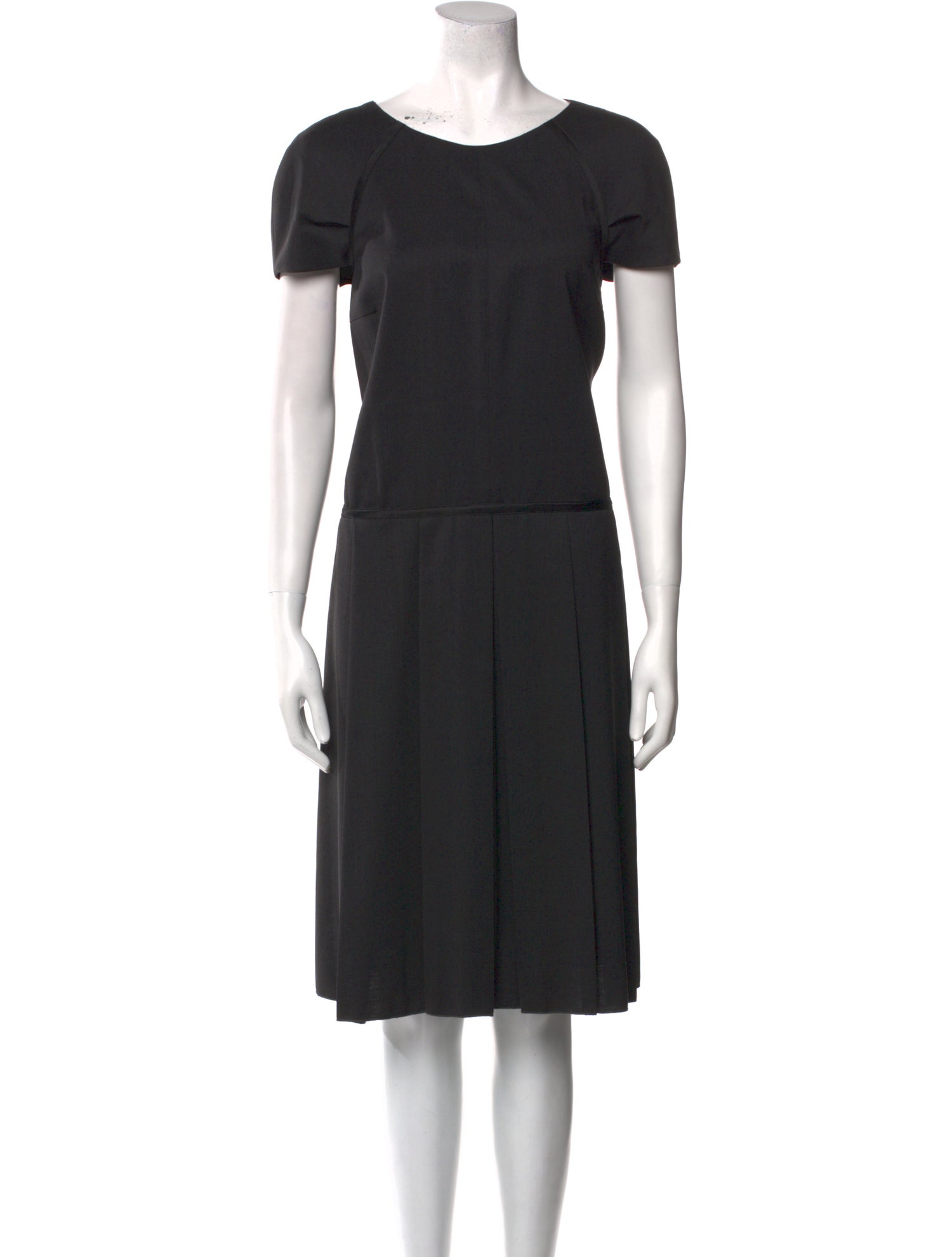 Jil Sander Navy Virgin Wool Knee-Length Dress