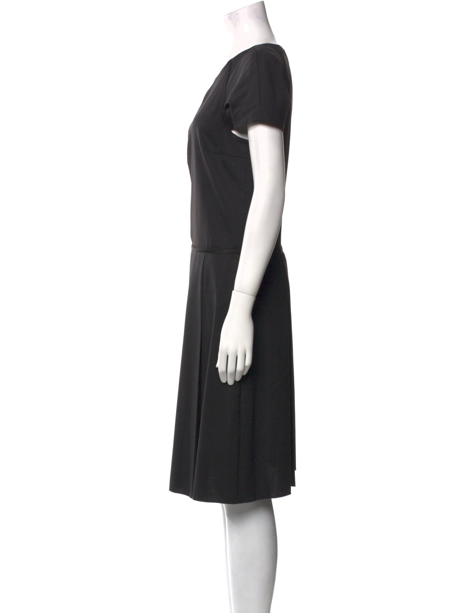 Jil Sander Navy Virgin Wool Knee-Length Dress