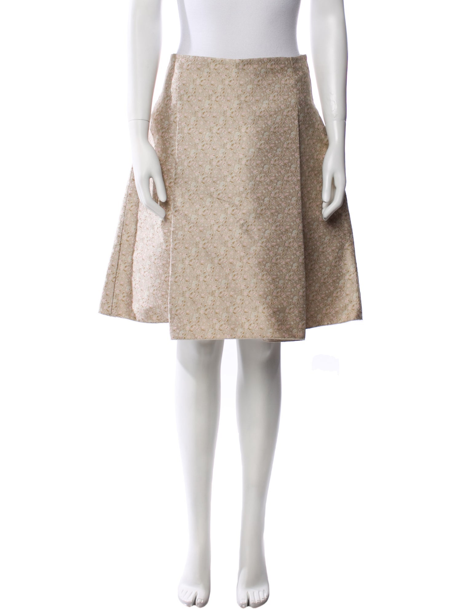 Jil Sander Navy Floral Print Knee-Length Skirt