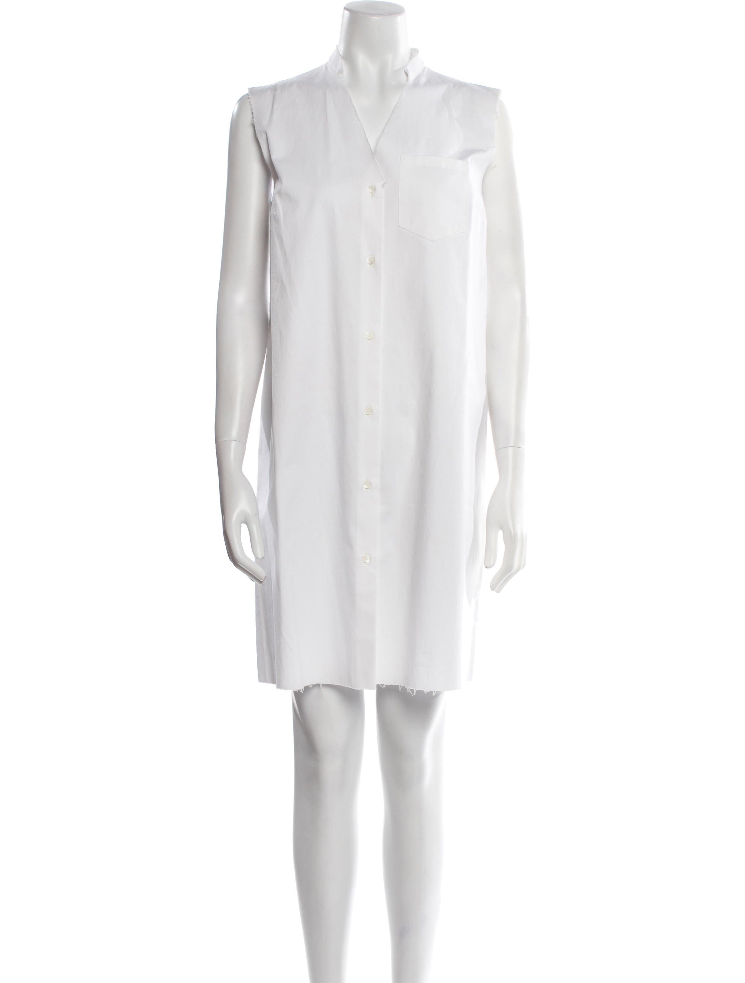 Jil Sander Navy V-Neck Knee-Length Dress