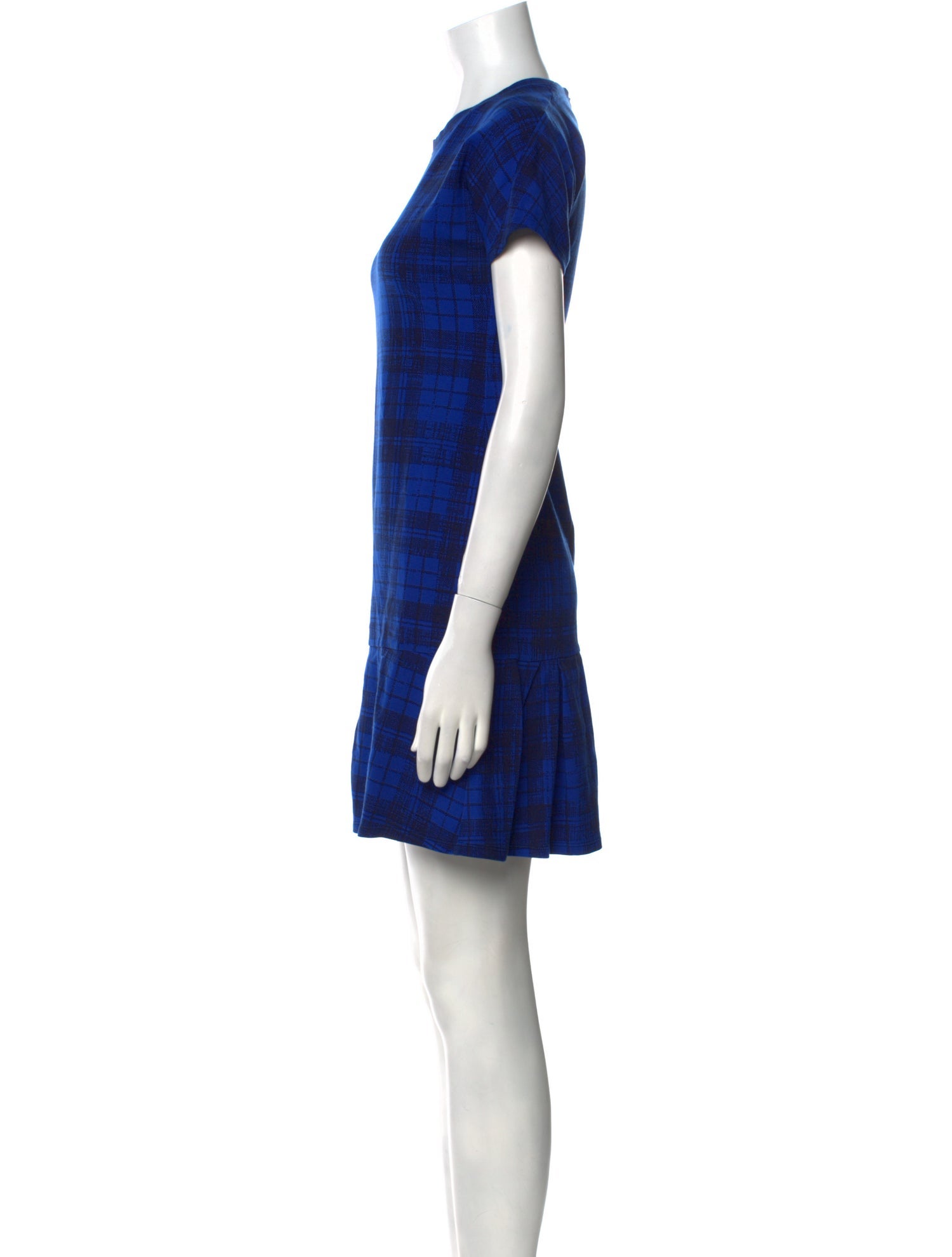 Jil Sander Navy Plaid Print Mini Dress