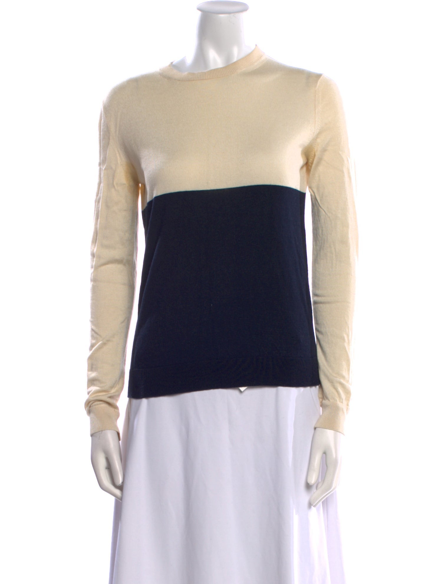 Jil Sander Navy Colorblock Pattern Scoop Neck Sweatshirt