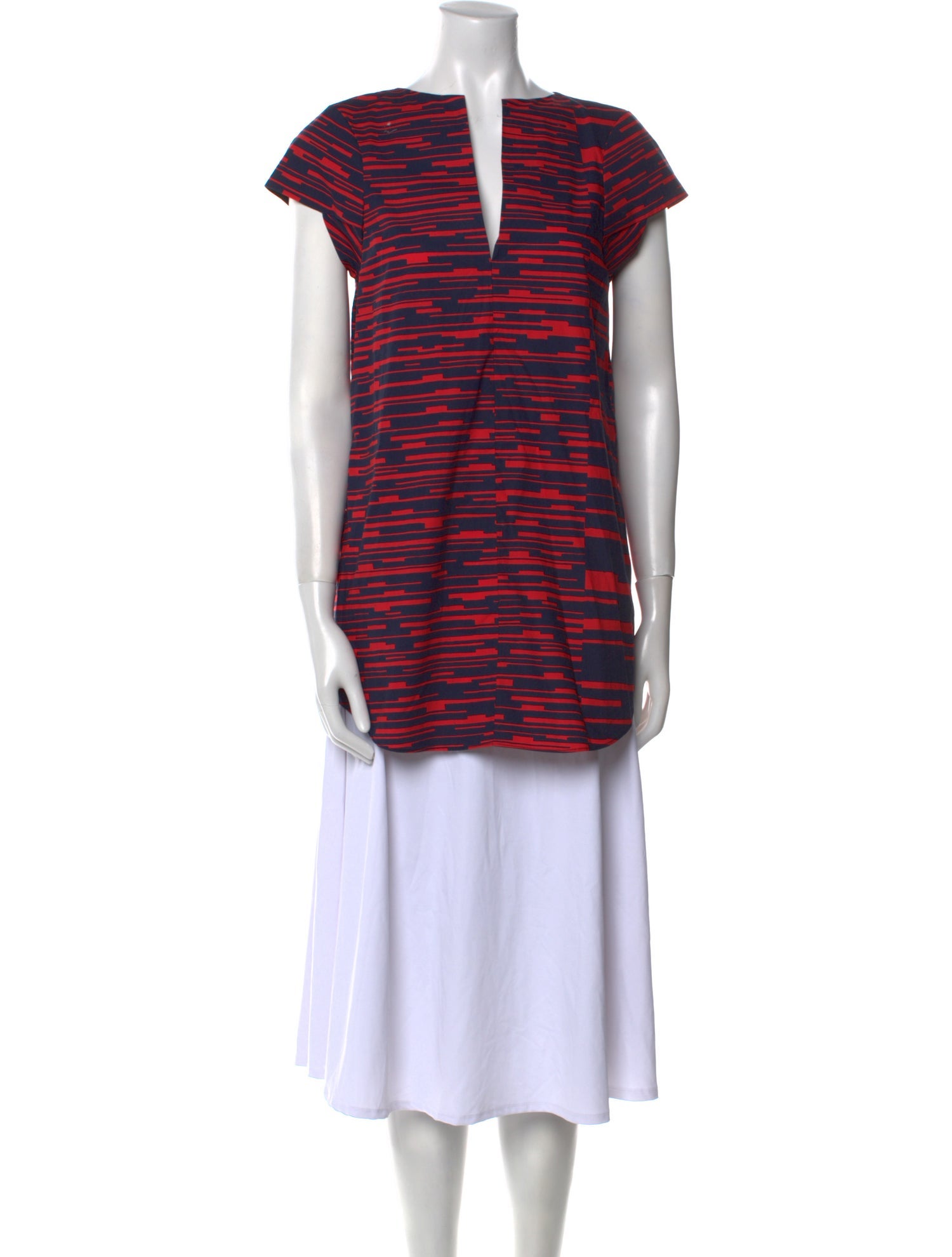 Jil Sander Navy Striped V-Neck Tunic