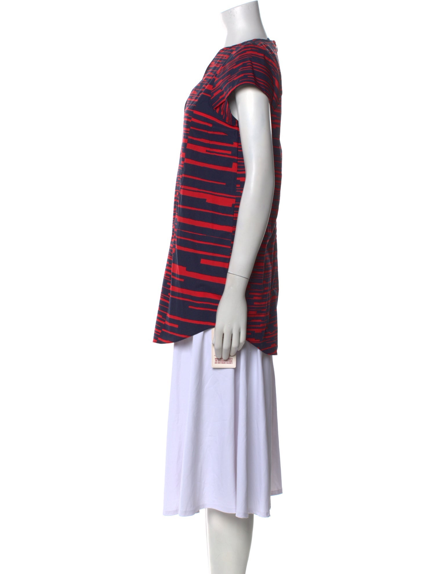 Jil Sander Navy Striped V-Neck Tunic