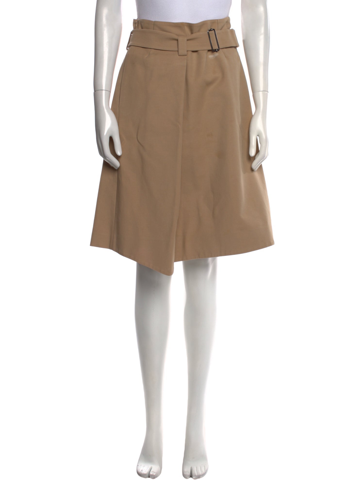 Jil Sander Navy Pleated Accents Knee-Length Skirt